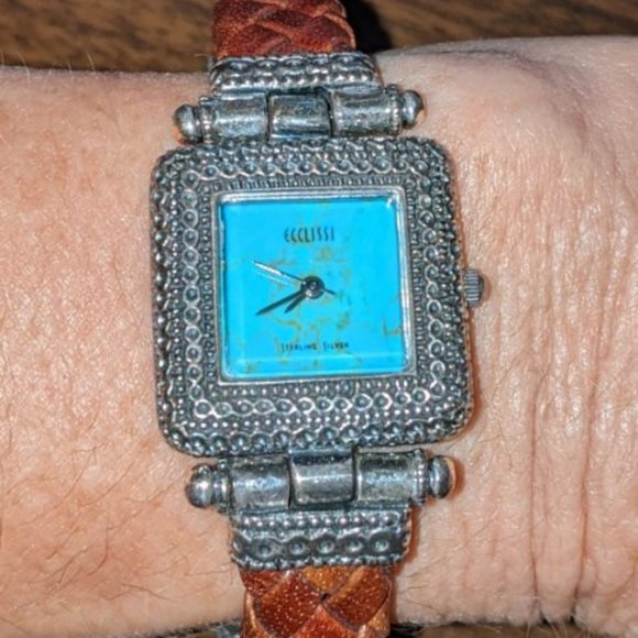 Ecclissi Women\'s Sterling Silver Turquoise Dial Watch main image 4
